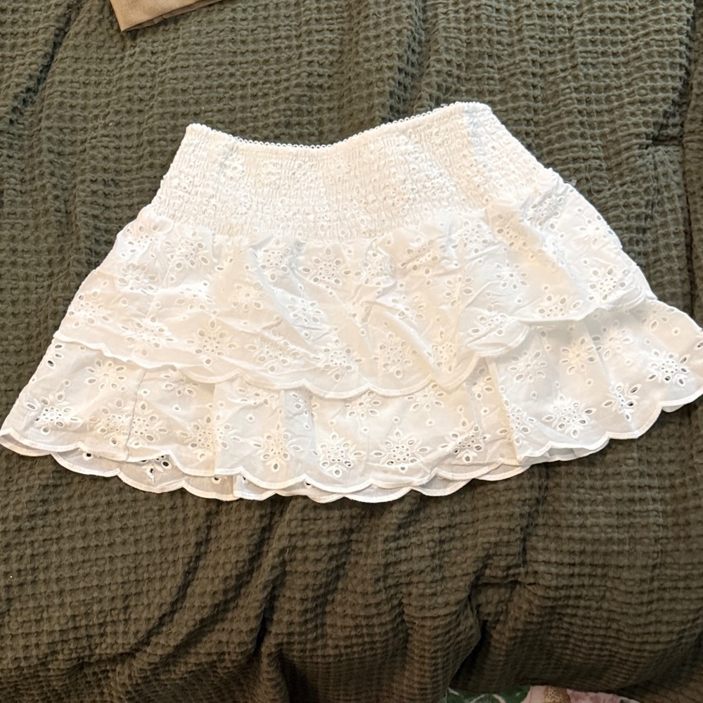 White Eyelet Ruffle Skirt